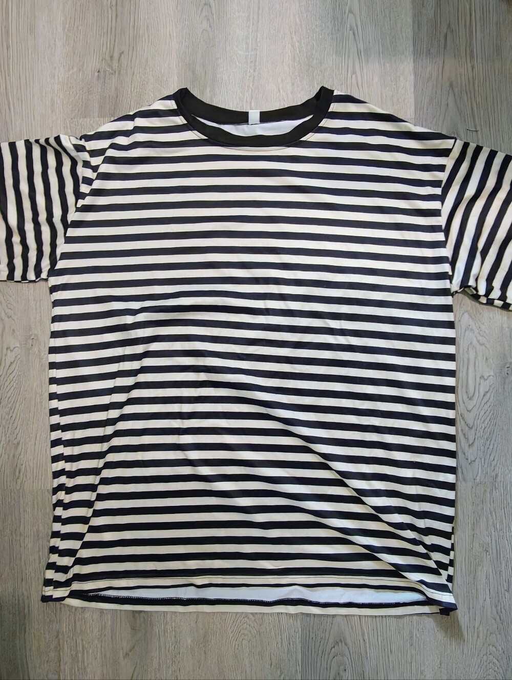 Black Cream Striped Ringer T Shirt XXL Oversized 90s Grunge Skater